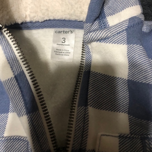 ‼️SOLD‼️Carter’s • White | Blue Plaid Design Jacket (3M) - Picture 4 of 6